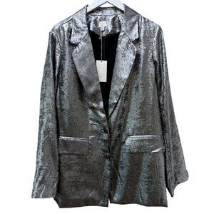 A New Day Metallic Silver Blazer XXL Lightweight Womens Evening Jacket NWT